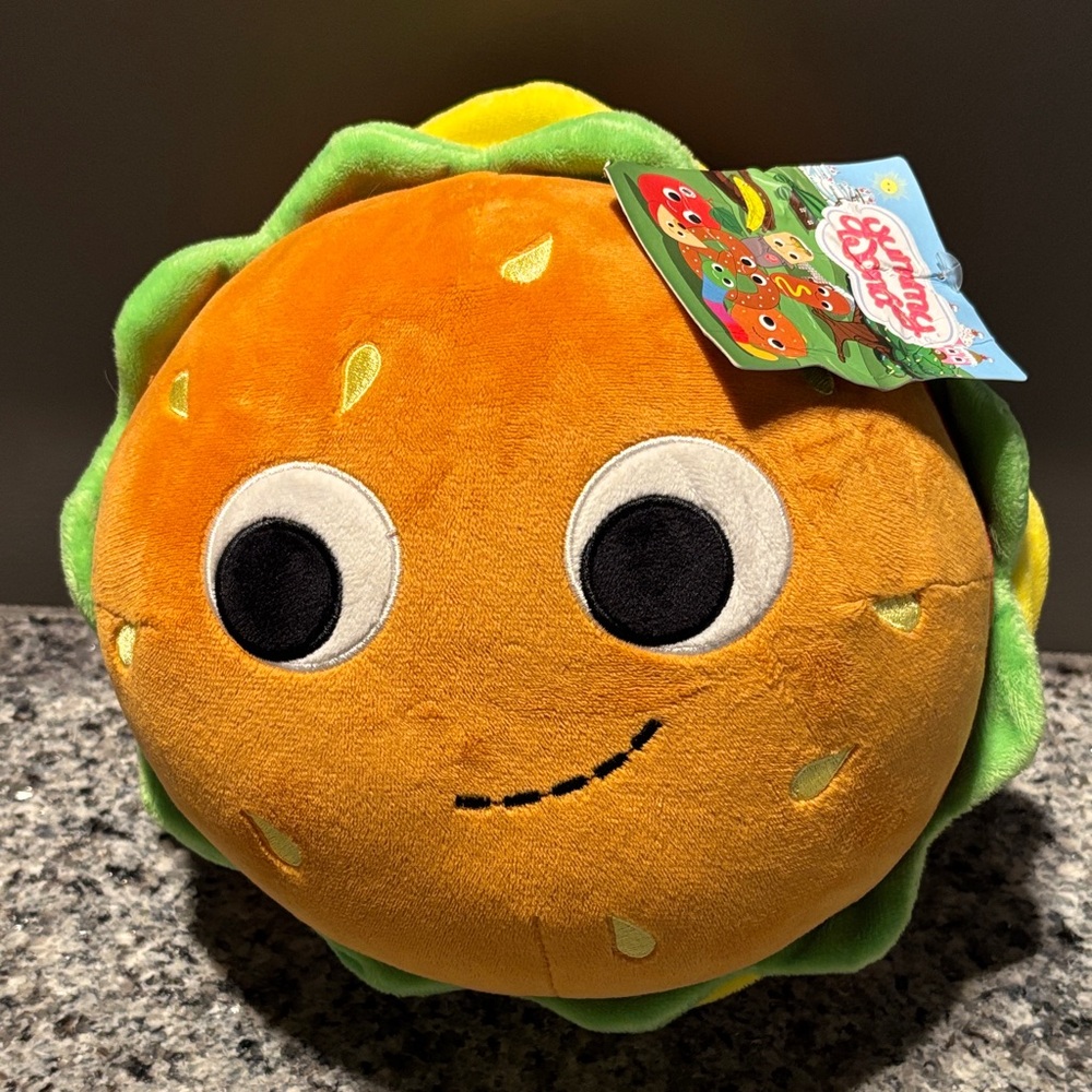 Bright Orange Burger Plush Toy